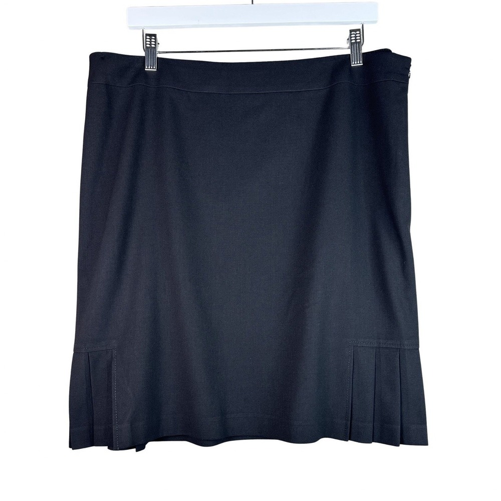 Tahari Arthur S. Levine Black Side Pleated Lined Skirt Size 18